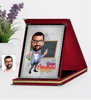 BK Gift Kişiye Özel Bay Kimya Öğretmeni Karikatürlü Kırmızı Plaket  1