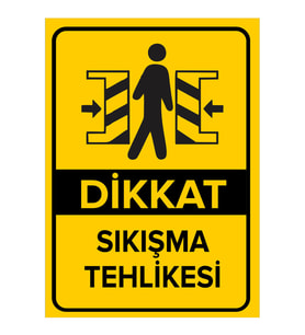 NEW JARGON - Dikkat Sıkışma Tehlikesi Levhası - Sac Malzeme 25x35cm