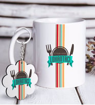 BK Gift Kişiye Özel Mesleki Lokantacı Beyaz Kupa ve Anahtarlık Hediye Seti (Model 1)