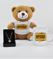 İyiki Doğdun Baskılı Peluş Ayıcık Kupa Ve Kolye