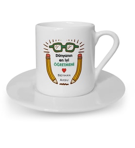BK Gift Kişiye Özel Dünyanın En İyi Öğretmeni Türk Kahvesi Fincanı  22