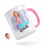 BK Gift Kişiye Özel Kadın Karikatürlü Pembe Kupa Bardak-32