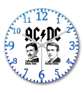 AC-DC Tesla ve Edison Duvar Saati Bombeli Gercek Cam