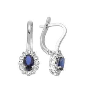 Sirius Pırlanta ve Oval Safir Taşlı Anturaj Küpe 0717E0016