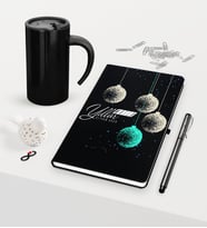 BK Gift Kişiye Özel Yılbaşı Mutlu Yıllar Temalı Siyah Defter Kalem Termos Mug Seti - 13