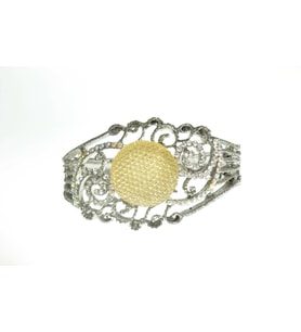 Hdmarketim Otantik Swarovski Taşlı Çiçekli Kelepçe Metal Bileklik
