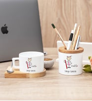 Bayan Diş Hekimi Karikatürü Fincan Ve Kalemlik İkili Hediye Set