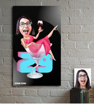 BK Gift Kişiye Özel Bayan Doğum Günü Karikatür Ahşap Tablo - 3