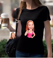 BK Gift Kişiye Özel Bayan Karikatürlü Siyah T-Shirt-31