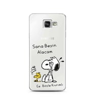 Snoopy Tasarımlı Süper Şeffaf Silikon Telefon Kılıfı Samsung A3 (2016)
