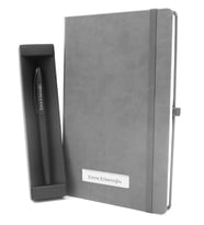 Kişiye Özel Gri Defter & Kalın Tükenmez Kalem Hediye Seti (Model 1)