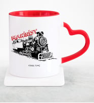 BK Gift Kişiye Özel Mesleki Makinist Kırmızı Kalpli Kupa Bardak