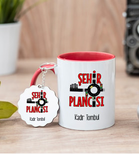 Şehir Plancısı Kırmızı Kupa Bardak Ve Anahtarlık Set