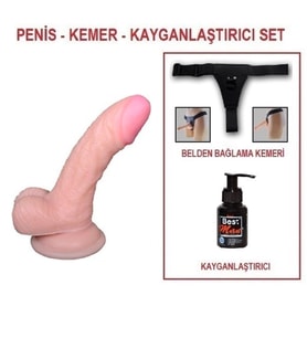 LilituShop 13 cm Belden Bağlamalı Yeni Nesil Realistik Penis + Kemer + Kayganlaştırıcı