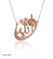 Sade Vavlı Allah Yazılı Gümüş Kolye