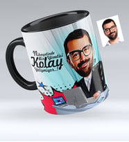 BK Gift Kişiye Özel Bay Genel Müdür Karikatürlü Siyah Kupa Bardak  1