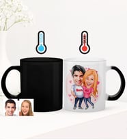BK Gift Kişiye Özel Sevgililer Karikatürlü Sihirli Cam Kupa Bardak - 5