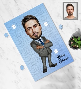 Kişiye Özel İş Adamı Karikatürlü A4 99 Parça Puzzle Bay-7