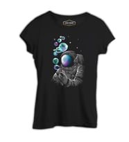Space Baloon Siyah Kadın Tshirt