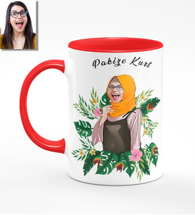 BK Gift Kişiye Özel Türbanlı Karikatürlü Kırmızı Kupa Bardak 39k707