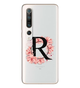 Pembe Çiçekli Harf Tasarım Süper Şeffaf Silikon Telefon Kılıfı Xiomai Mi10- Mi 1