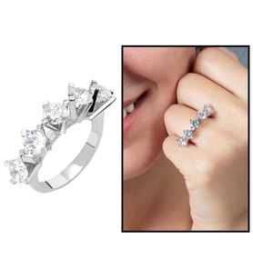 Starlight Diamond Pırlanta Montür Elegance 925 Ayar Gümüş Bayan Beştaş Yüzük