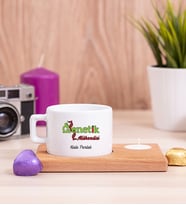 Genetik Mühendisi Ahşap Altlıklı Mumlu Fincan