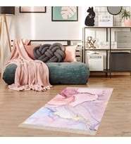Mermer Desenli Dijital Baskı Yıkanabilir Kaymaz Taban Salon Halı ve Yolluk (Karışık)