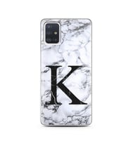 Samsung A51 Beyaz Mermer Harf Tasarımlı Telefon Kılıfı K-Harfi 