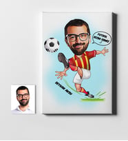 BK Gift Kişiye Özel Futbolcu Sarı Kırmızı Karikatür Kanvas Tablo 50x70cm 1