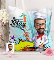 BK Gift Kişiye Özel Bay Chef Karikatürlü  Yastık  1