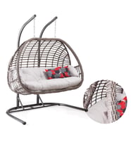 Capri Swing Oylat Çiftli Rattan Bahçe Salıncağı  Balkon Salıncağı  (Gri)