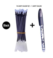 Isı İle Uçan Silinebilen Refill Kalem İçi ve Kalem Siyah 11 ADET