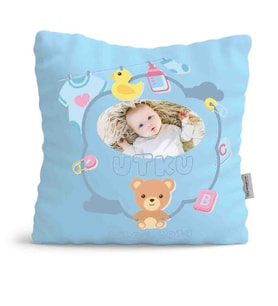 BK Gift Kişiye Özel Çocuklar Mavi Yastık 46840