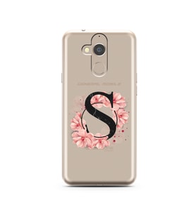 Pembe Çiçekli Harf Tasarım Süper Şeffaf Silikon Telefon Kılıfı General Mobile GM