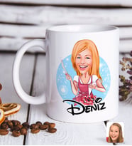 BK Gift Kişiye Özel Kadın Aşçı Karikatürlü Beyaz Kupa Bardak-1