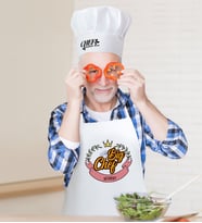 BK Gift Kişiye Özel Big Chef Erkek Mutfak Önlüğü ve Aşçı Şapkası Seti-3 (Beyaz)
