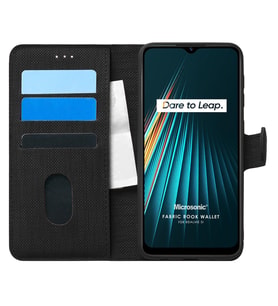 Microsonic Realme 5i Kılıf Fabric Book Wallet Siyah