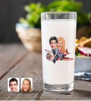 BK Gift Kişiye Özel Sevgililer Karikatürlü Rakı Bardağı-11 (Beyaz)