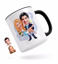 BK Gift Kişiye Özel Evleniyoruz Karikatürlü Siyah Kupa Bardak-4