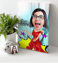 BK Gift Kişiye Özel Bayan Model Karikatür Kanvas Tablo 30x50cm 1