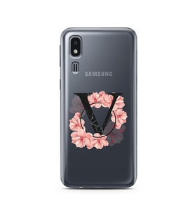 Pembe Çiçekli Harf Tasarım Süper Şeffaf Silikon Telefon Kılıfı Samsung A2 Core V