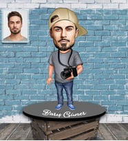 Kişiye Özel Fotoğrafçı Karikatürlü Ahşap Biblo Bay-3