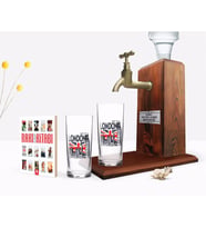 BK Gift Kişiye Özel Renkli Baskılı London Tasarımlı İkili Rakı Bardağı Ahşap Rakı Standı ve Cep Kitabı Hediye Seti-3 (Model 1)