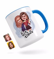 BK Gift Kişiye Özel Kız Kardeşler Karikatürlü Mavi Kupa Bardak-6