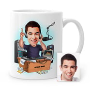 BK Gift Kişiye Özel Bay Radyocu Karikatür Beyaz Kupa Bardak  1