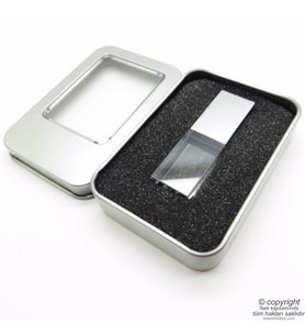 Wings Kişiye Özel Led Işıklı Usb Bellek 16GB Cam-Metal Gümüş Gri  İsme Özel Usb Bellek  Hediyelik Usb Flash Bellek