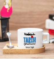 Tarih Öğretmenine Hediye Ahşap Altlıklı Fincan