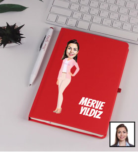 Kişiye Özel Karikatürize Pembelim Defter Kalem Seti Kırmızı 91349