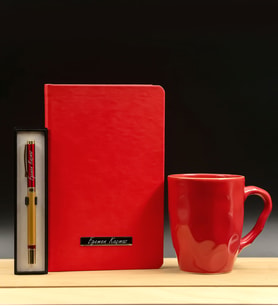 Kişiye Özel Kırmızı/Gold Roller Kalem& Kırmızı Termo Defter& Kırmızı Kupa Hediye Seti